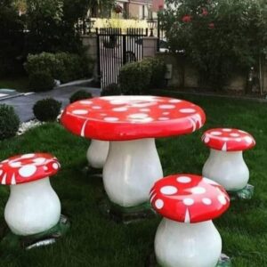 bàn ghế hình nấm xi măng