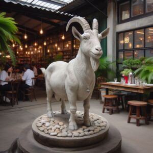 tượng dê trang trí xi măng