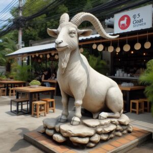 tượng dê trang trí xi măng