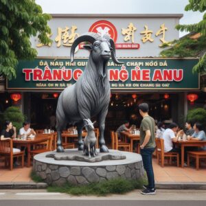 tượng dê trang trí xi măng