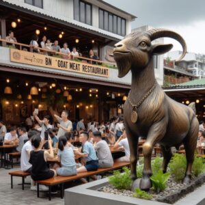 tượng dê trang trí xi măng